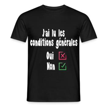 T-shirt humour digital – J’ai (pas) lu les CGU - T-shirt homme - noir - Devant - AI Model Male 178 light (178cm)