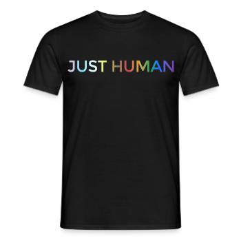 « Just Human » lgbtq, Pride, Couleurs de l’arc-en-ciel - T-shirt homme - noir - Devant - AI Model Male 178 light (178cm)