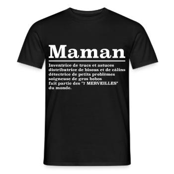Maman définition humour - T-shirt homme - noir - Devant - AI Model Male 178 light (178cm)