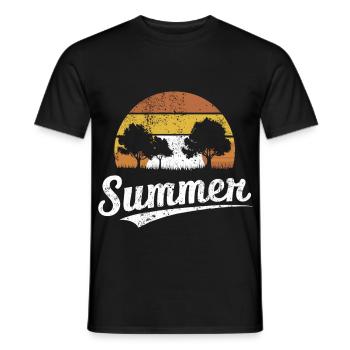 Retro Sunset Summer - Men's T-Shirt - black - Front - AI Model Male 178 light (178cm)