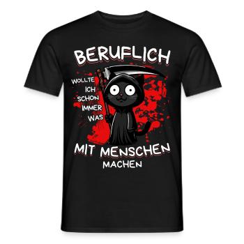 Beruflich wollte ich was mit Menschen machen Katze - Männer T-Shirt - Schwarz - Vorne - AI Model Male 178 light (178cm)