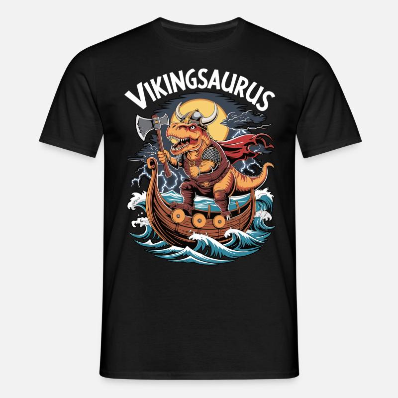 Vikingsaurus - Männer T-Shirt - Schwarz