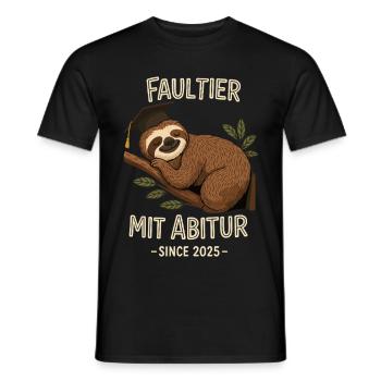 Faultier mit Abitur 2025 - Männer T-Shirt - Schwarz - Vorne - AI Model Male 178 light (178cm)