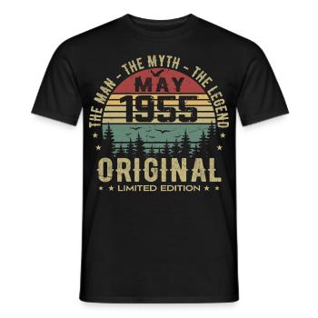 May 1955 70th Anniversary Gift May 1955 May 1955 - Men's T-Shirt - black - Front - AI Model Male 178 light (178cm)