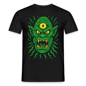 Dreiaugiger Neon-Ork Zyklop mit Monsterblick - Männer T-Shirt - Schwarz - Vorne - AI Model Male 178 light (178cm)
