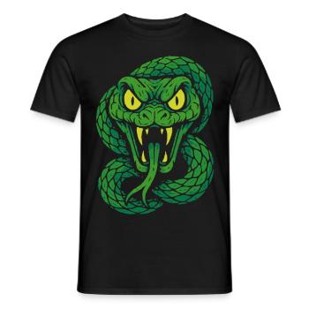 Angry poisonous snake in neon style - Men's T-Shirt - black - Front - AI Model Male 178 light (178cm)