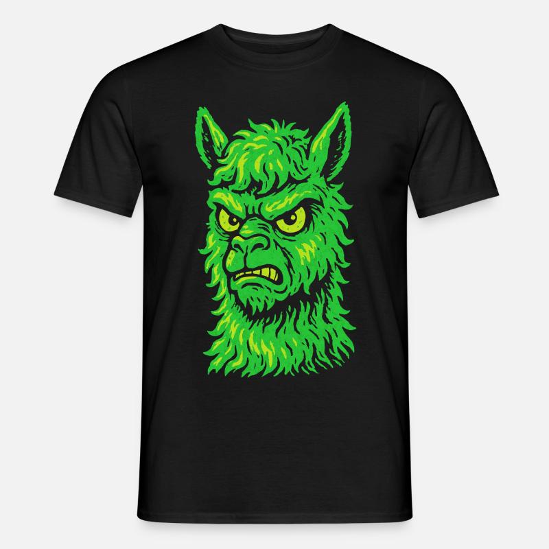 Wütendes Neon-Lama mit Killerblick - Männer T-Shirt - Schwarz