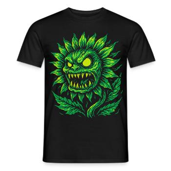 Demonic sunflower in neon style - Men's T-Shirt - black - Front - AI Model Male 178 light (178cm)