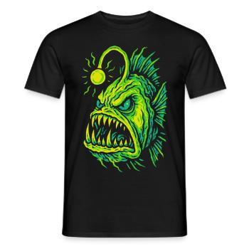 Leuchtender Tiefsee-Anglerfisch Wutstil - Männer T-Shirt - Schwarz - Vorne - AI Model Male 178 light (178cm)