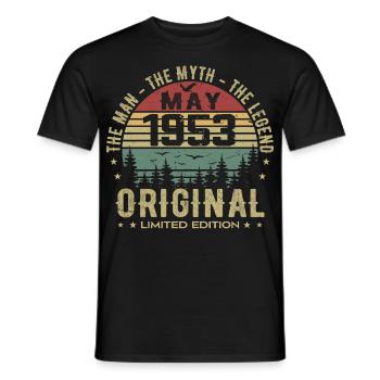 May 1953 72nd Anniversary Gift May 1953 May 1953 - Men's T-Shirt - black - Front - AI Model Male 178 light (178cm)