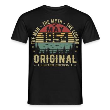 Mai 1954 Geschenk 71. Jahrestag Mai 1954 Mai 1954 - Männer T-Shirt - Schwarz - Vorne - AI Model Male 178 light (178cm)