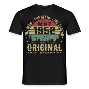Mai 1952 Cadeau 73e anniversaire Mai 1952 May 1952 - T-shirt homme - noir - Devant - AI Model Male 178 light (178cm)
