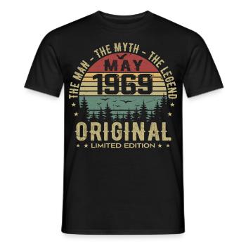 Mai 1969 Cadeau 56e anniversaire Mai 1969 May 1969 - T-shirt homme - noir - Devant - AI Model Male 178 light (178cm)