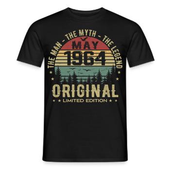 Mai 1964 Geschenk zum 61. Jahrestag Mai 1964 Mai 1964 - Männer T-Shirt - Schwarz - Vorne - AI Model Male 178 light (178cm)