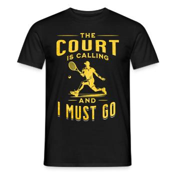 Lustiges Court Ruft Tennis Design - Männer T-Shirt - Schwarz - Vorne - AI Model Male 178 light (178cm)