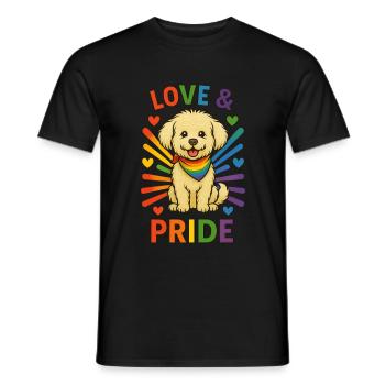 Love & Pride – Maltipoo avec cœur arc-en-ciel - T-shirt homme - noir - Devant - AI Model Male 178 light (178cm)