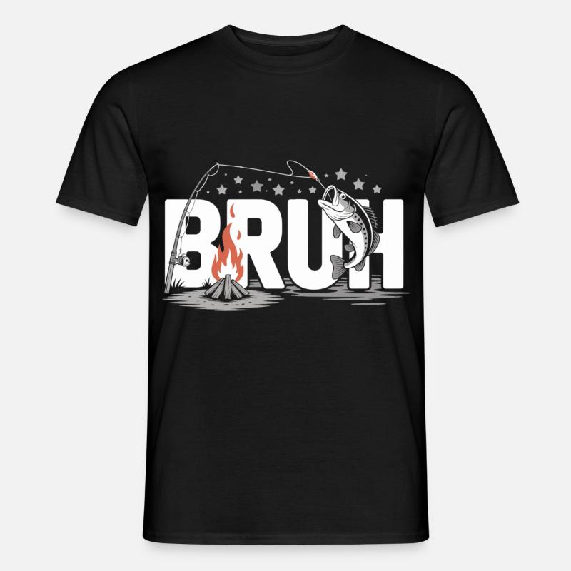 Bruh Campfire and Fish - Men's T-Shirt - black