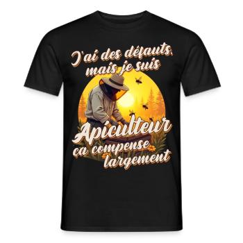 Apiculteur cadeau humoristique apiculture abeilles - T-shirt homme - noir - Devant - AI Model Male 178 light (178cm)