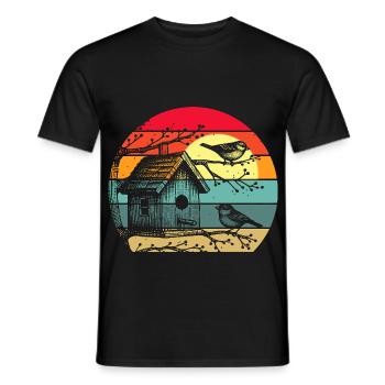 Bird Feeding - Men's T-Shirt - black - Front - AI Model Male 178 light (178cm)