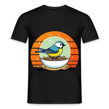 Bird Feeding - Men's T-Shirt - black - Front - AI Model Male 178 light (178cm)