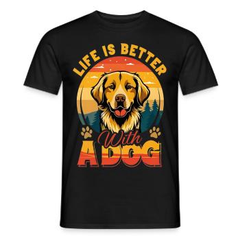 Life is better with a Dog Dog Sayings - Men's T-Shirt - black - Front - AI Model Male 178 light (178cm)