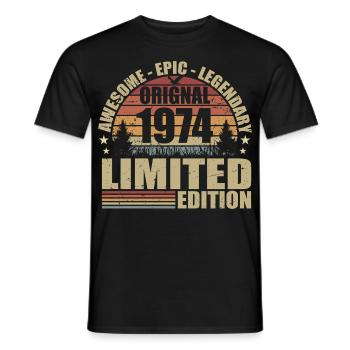 1974 Anniversaire 1974 tenue vintage 1974 Chemise - T-shirt homme - noir - Devant - AI Model Male 178 light (178cm)
