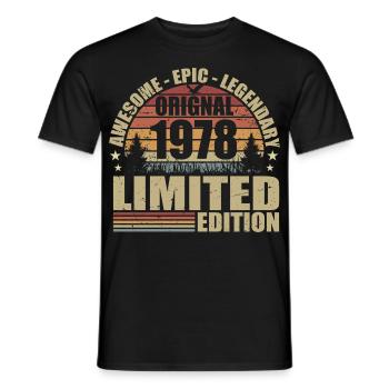1978 Anniversaire 1978 tenue vintage 1978 Chemise - T-shirt homme - noir - Devant - AI Model Male 178 light (178cm)