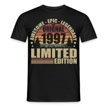 1997 Birthday 1997 Vintage Outfit 1997 Shirt - Men's T-Shirt - black - Front - AI Model Male 178 light (178cm)