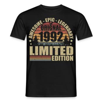 1992 Geburtstag 1992 Vintage Outfit 1992 Hemd - Männer T-Shirt - Schwarz - Vorne - AI Model Male 178 light (178cm)