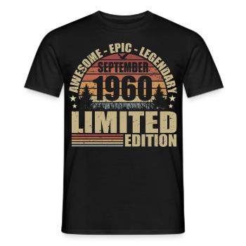 1960 September 1960 Anniversary September 1960 - Men's T-Shirt - black - Front - AI Model Male 178 light (178cm)