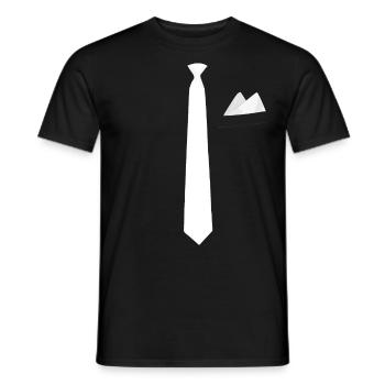 Cravate et mouchoir en chemise I blanche Jga - T-shirt homme - noir - Devant - AI Model Male 178 light (178cm)