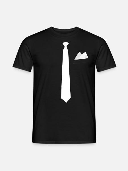 Krawatte und Einstecktuch in weiß I Jga Shirt - Männer T-Shirt - Schwarz