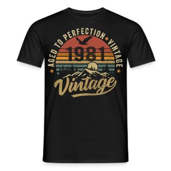 Vintage 1981 Born Legend Birthday Gift - Men's T-Shirt - black - Front - AI Model Male 178 light (178cm)