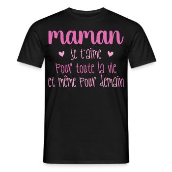 Maman je t'aime, Mère, Bébé, Naissance, Amour - T-shirt homme - noir - Devant - AI Model Male 178 light (178cm)