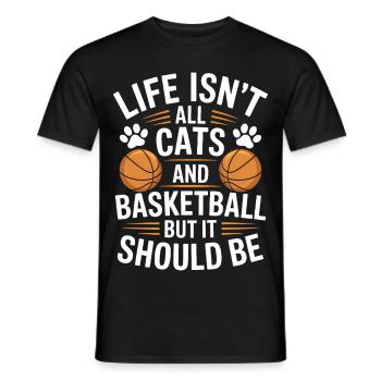 Basketball Saying Cat Funny Basketball Gift - Men's T-Shirt - black - Front - AI Model Male 178 light (178cm)