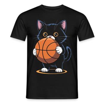 Basketball Cat Funny Basketball Gift - Men's T-Shirt - black - Front - AI Model Male 178 light (178cm)