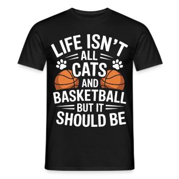 Basketball Saying Cat Funny Basketball Gift - Men's T-Shirt - black - Front - AI Model Male 178 light (178cm)