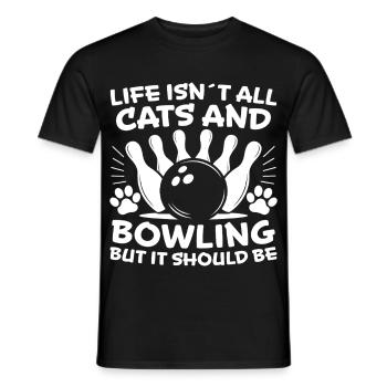 Bowling Spruch Katzen Lustiges Bowling Geschenk - Männer T-Shirt - Schwarz - Vorne - AI Model Male 178 light (178cm)
