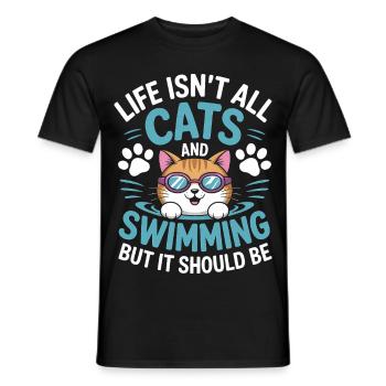 Schwimmen Spruch Katze Lustiges Schwimmen Geschenk - Männer T-Shirt - Schwarz - Vorne - AI Model Male 178 light (178cm)