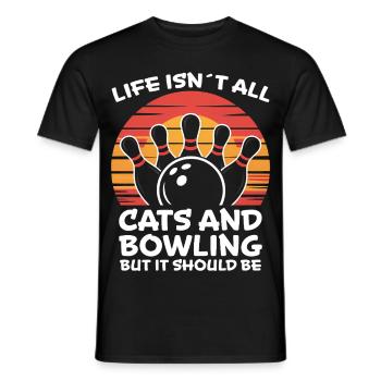 Bowling Spruch Katzen Lustiges Bowling Geschenk - Männer T-Shirt - Schwarz - Vorne - AI Model Male 178 light (178cm)