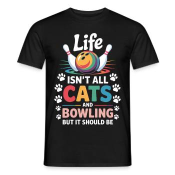 Bowling Spruch Katzen Lustiges Bowling Geschenk - Männer T-Shirt - Schwarz - Vorne - AI Model Male 178 light (178cm)