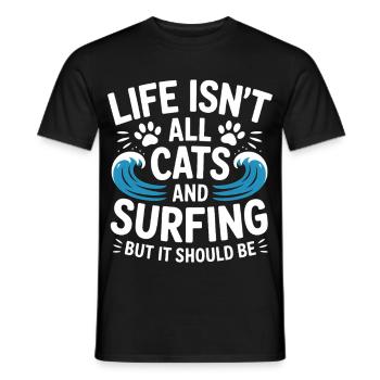 Surfing Saying Cats Funny Surfing Gift - Men's T-Shirt - black - Front - AI Model Male 178 light (178cm)