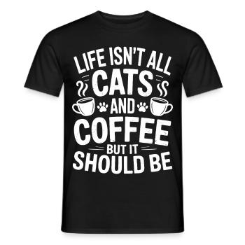 Coffee Saying Cats Funny Coffee Gift - Men's T-Shirt - black - Front - AI Model Male 178 light (178cm)