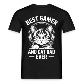 Gamer Spruch Papa Katzen Lustiges Gaming Geschenk - Männer T-Shirt - Schwarz - Vorne - AI Model Male 178 light (178cm)