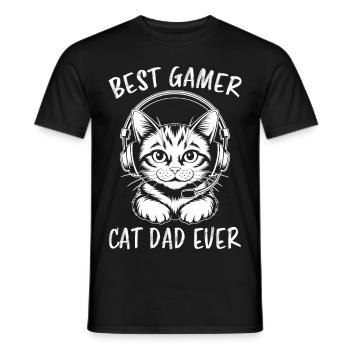 Gamer Spruch Papa Katzen Lustiges Gaming Geschenk - Männer T-Shirt - Schwarz - Vorne - AI Model Male 178 light (178cm)