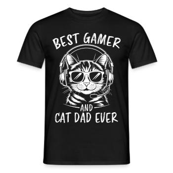 Gamer Saying Dad Cats Funny Gaming Gift - Men's T-Shirt - black - Front - AI Model Male 178 light (178cm)