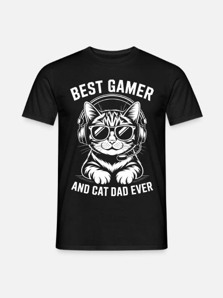 Gamer Spruch Papa Katzen Lustiges Gaming Geschenk - Männer T-Shirt - Schwarz