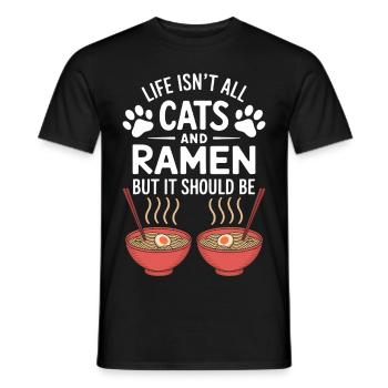 Ramen Cat Anime Funny Kawaii Ramen Gift - Men's T-Shirt - black - Front - AI Model Male 178 light (178cm)