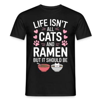 Ramen Cat Anime Funny Kawaii Ramen Gift - Men's T-Shirt - black - Front - AI Model Male 178 light (178cm)