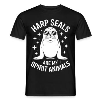 Sceau disant sceau drôle phoque du Groenland cadeau - T-shirt homme - noir - Devant - AI Model Male 178 light (178cm)